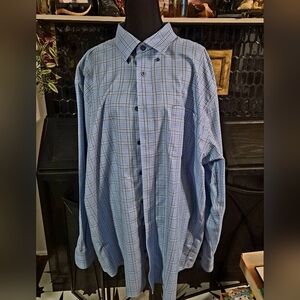 Cabels Outfitter Series Men's Light Blue Plaid Button-Up Shirt Big And Tall 2xl
